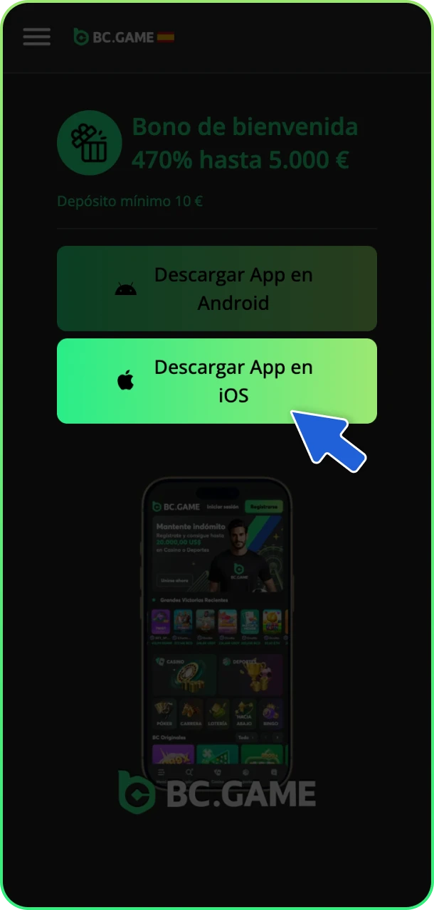 Pulsa el botón y gana con BC Game.