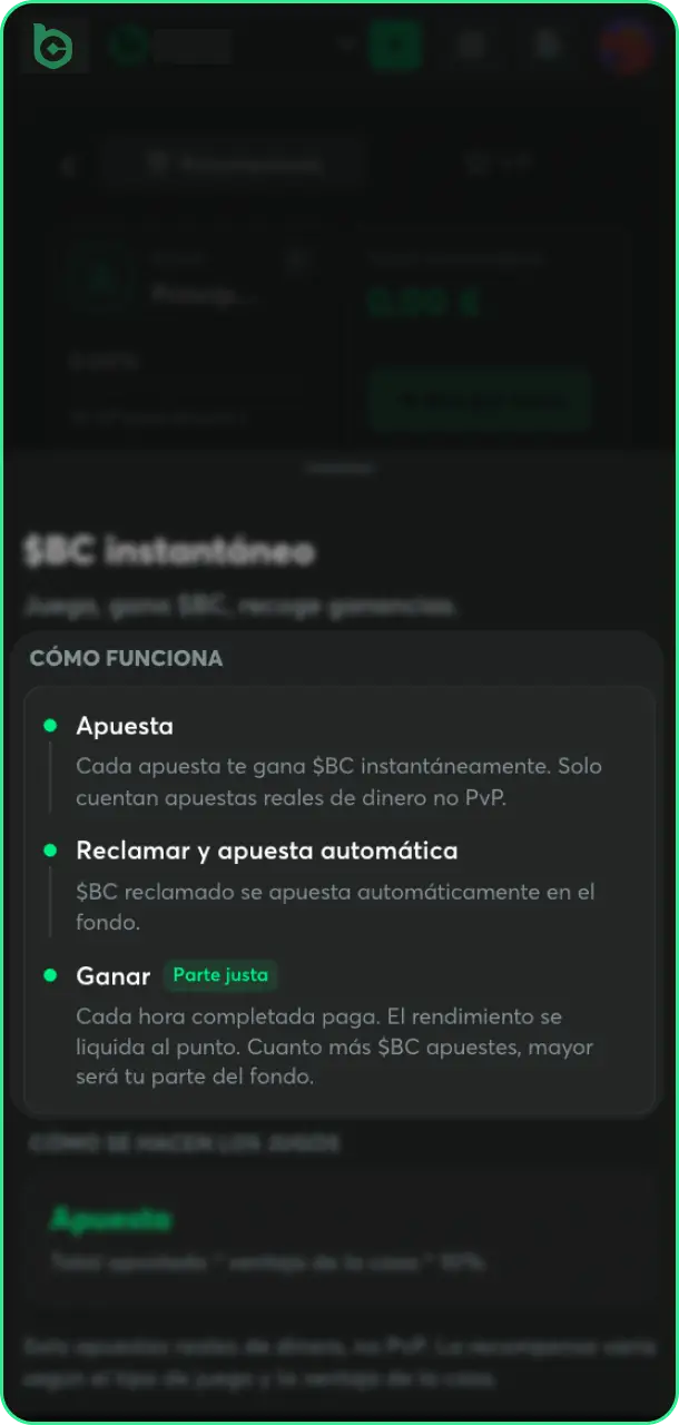 Haz clic en el botón para completar la activación y entender cómo usar un bono en BC Game.