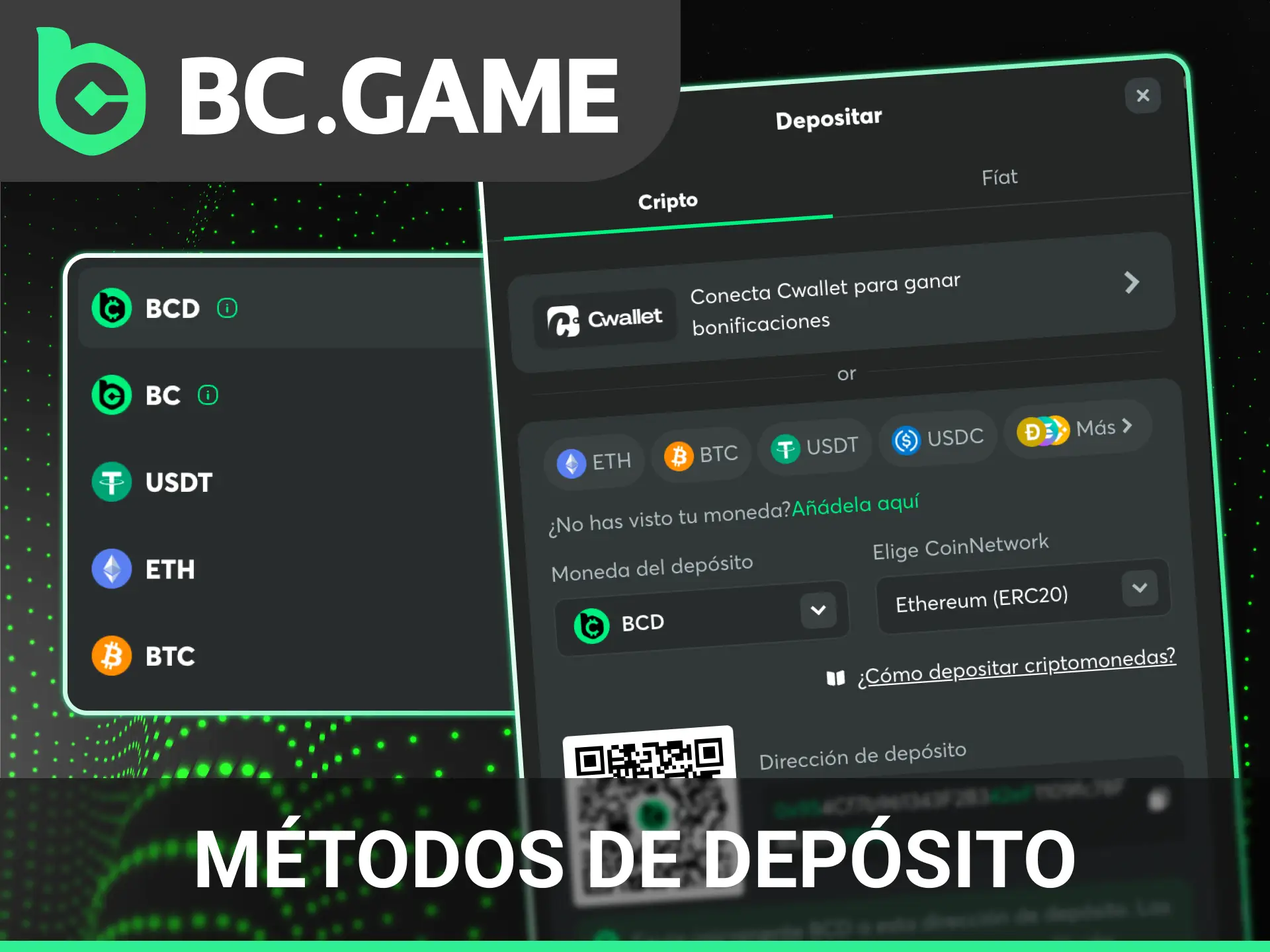 Utiliza los métodos de depósito de BC Game más rápidos y cómodos en el territorio nacional.