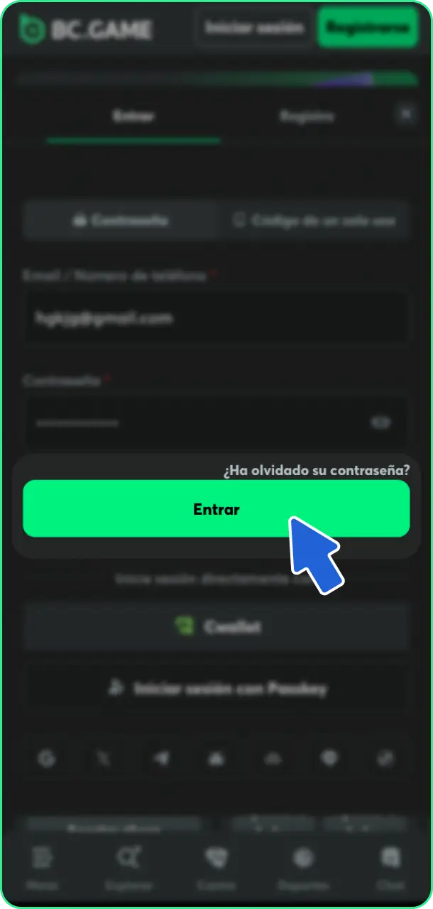 Accede a tu cuenta e inicia sesión siguiendo las instrucciones de depósito en BC Game.