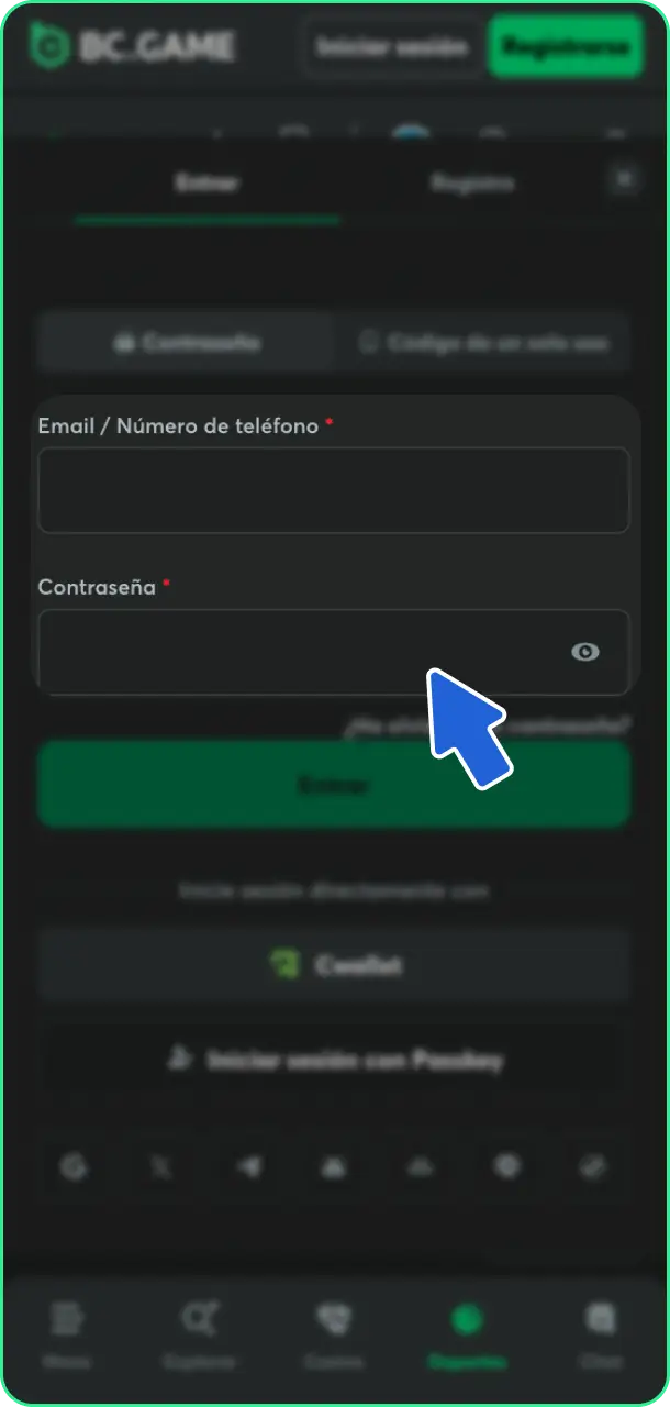Inicia sesión y protege tu cuenta antes de apostar en eSports en BC Game.