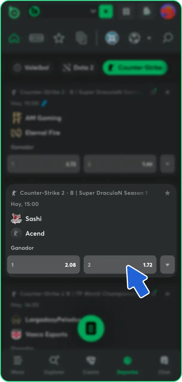 Elige eSports y apuesta en tus partidas competitivas favoritas dentro de BC Game.