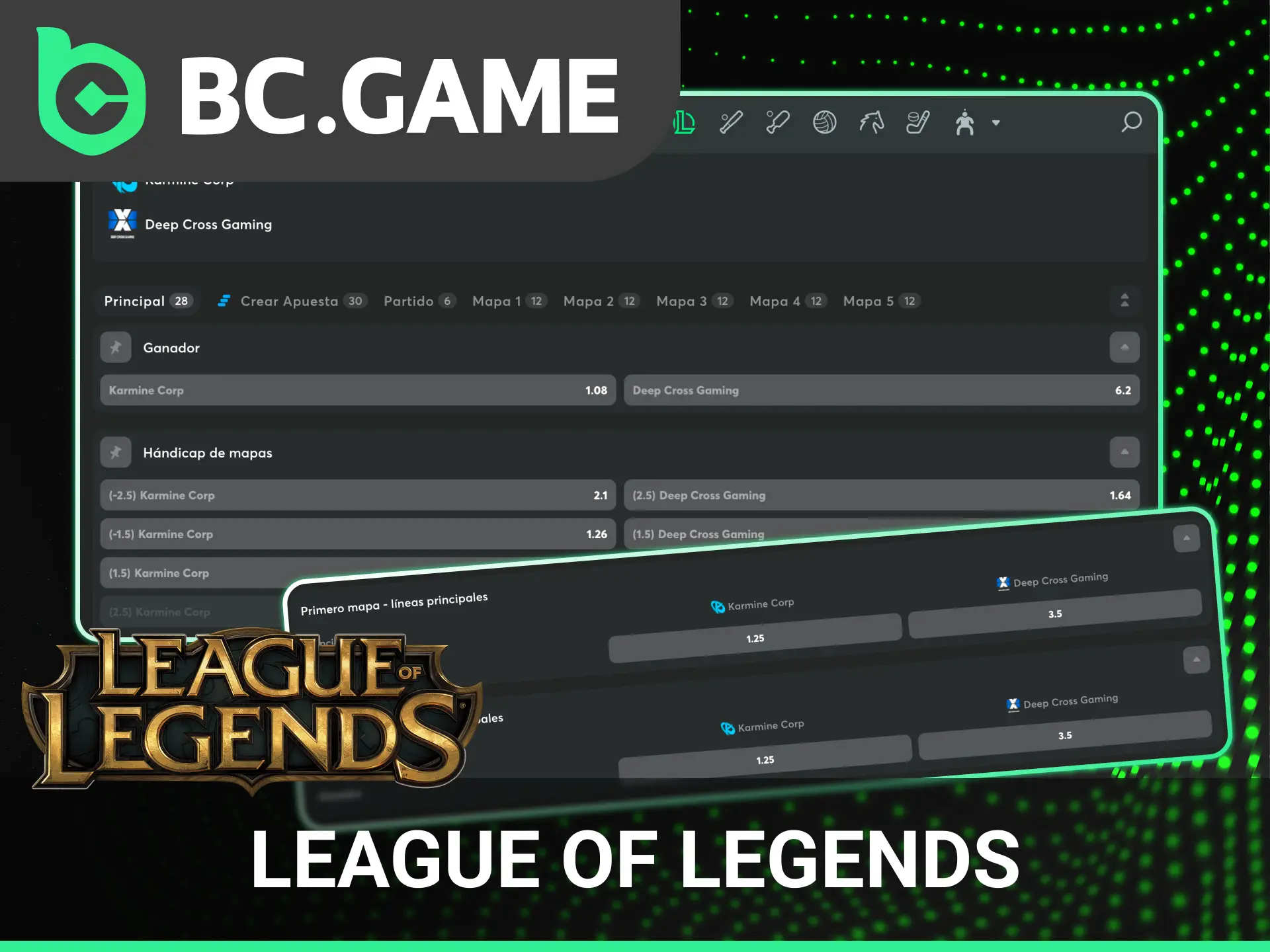 Pronostica los resultados de los torneos mundiales en tus apuestas de eSports en BC Game con League of Legends.