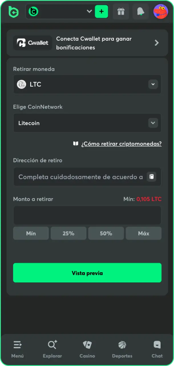 Realiza los cobros de tus ganancias obtenidas con las apuestas de fútbol en BC Game.