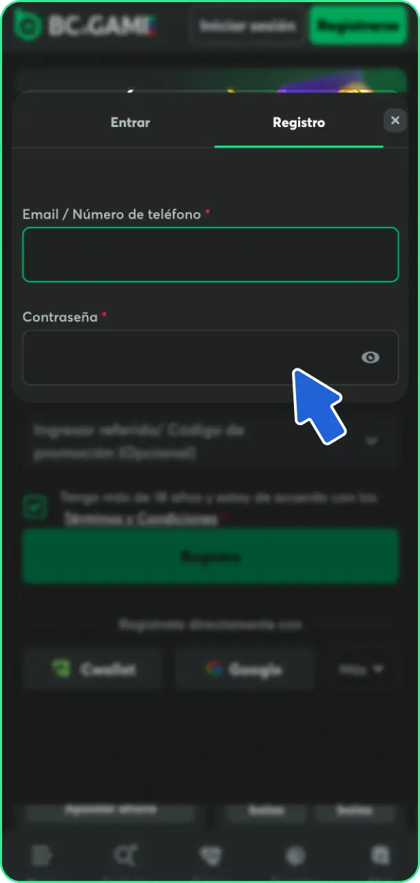 Crea tu cuenta para comenzar a realizar tus apuestas de fútbol en BC Game.