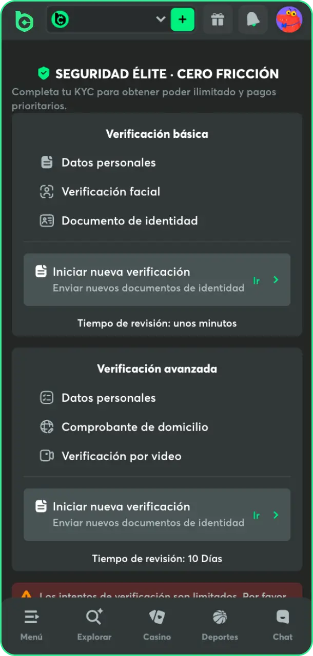 Verifica tu método de pago antes de hacer apuestas de fútbol en BC Game.