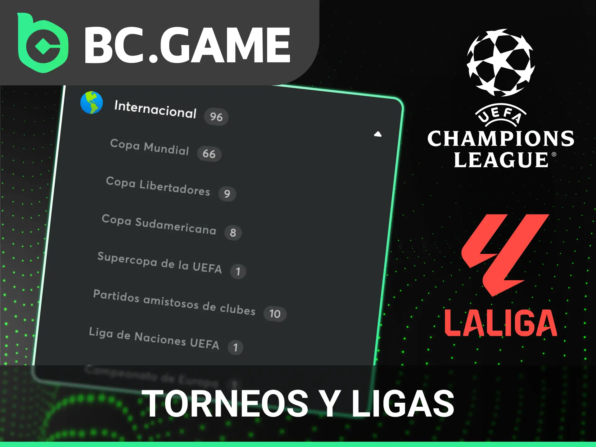 Apuesta en los torneos y ligas de fútbol más seguidos desde BC Game España.