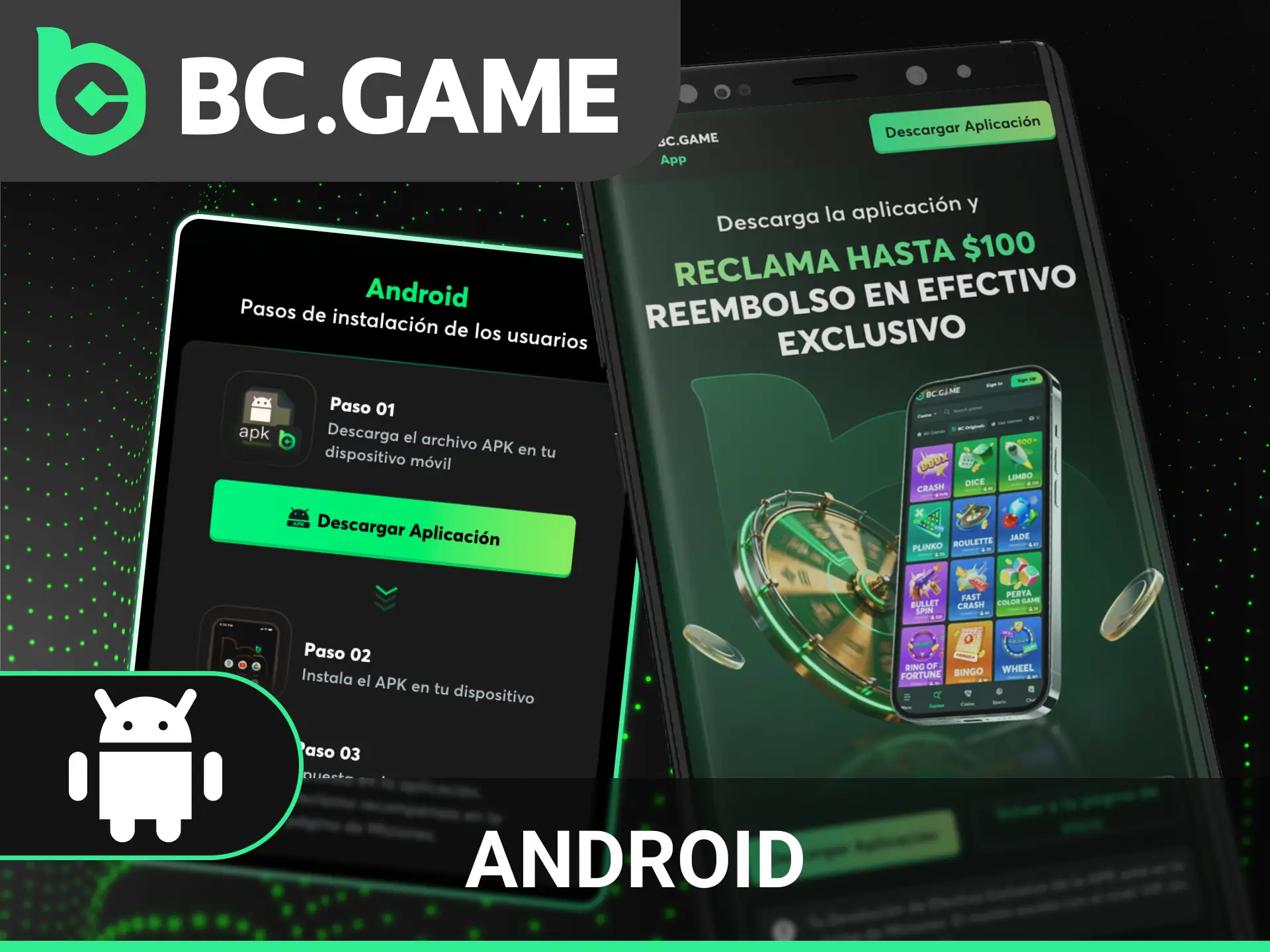 Consigue la app para el sistema operativo Android de la casa BC Game.