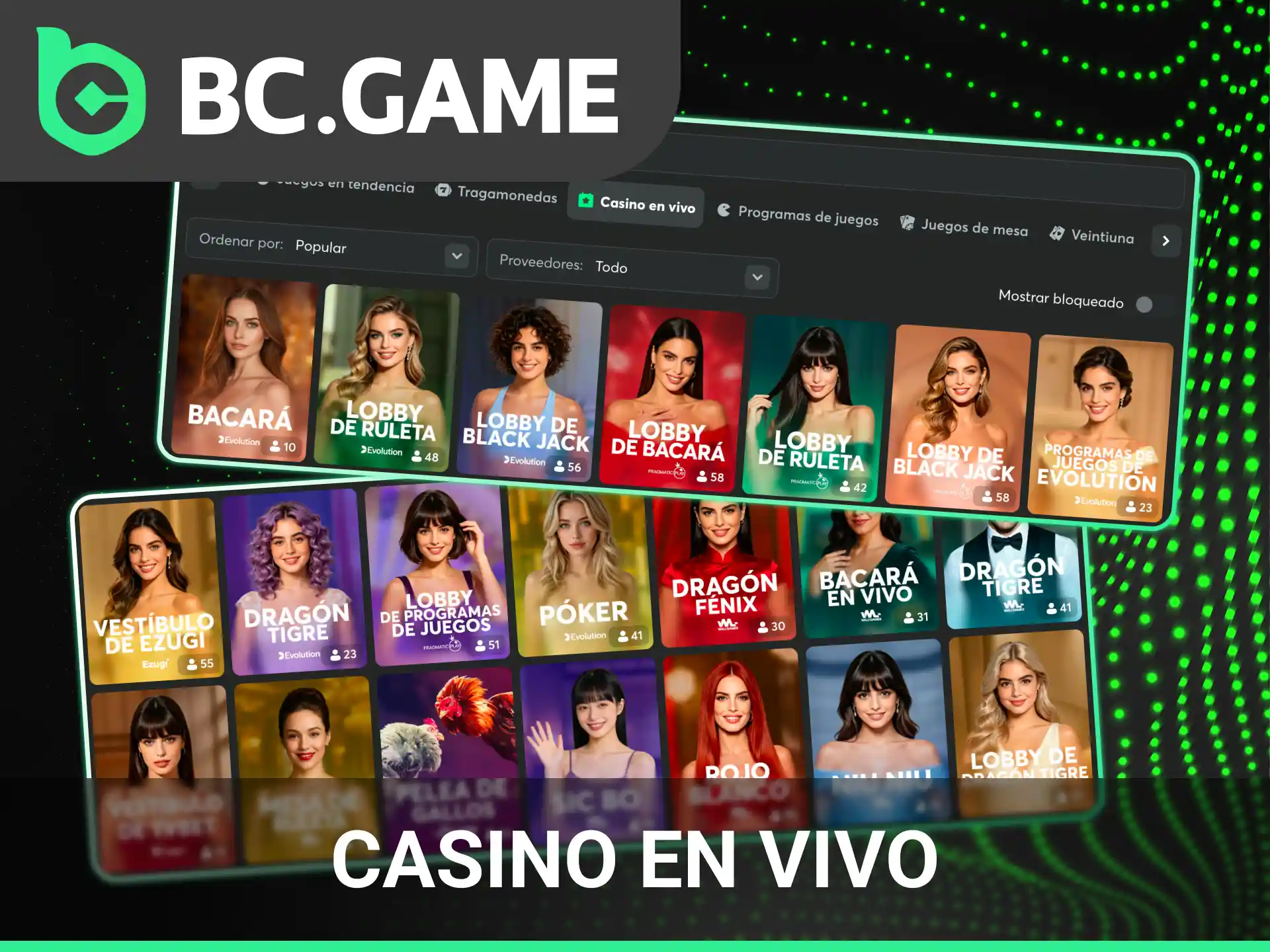 Siente la emoción interactuando con crupieres reales en el casino en vivo de BC Game.