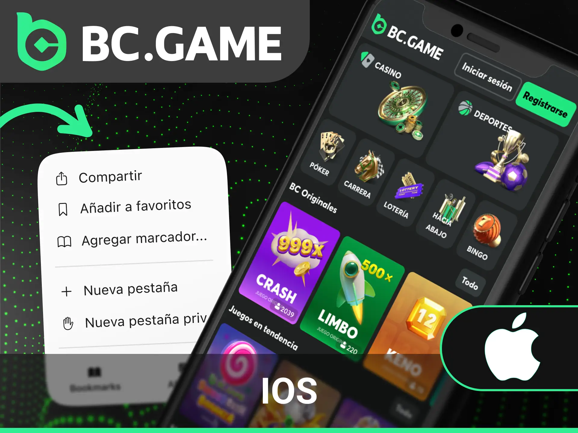 Descarga la aplicación para dispositivos iOS desarrollada especialmente por BC Game.