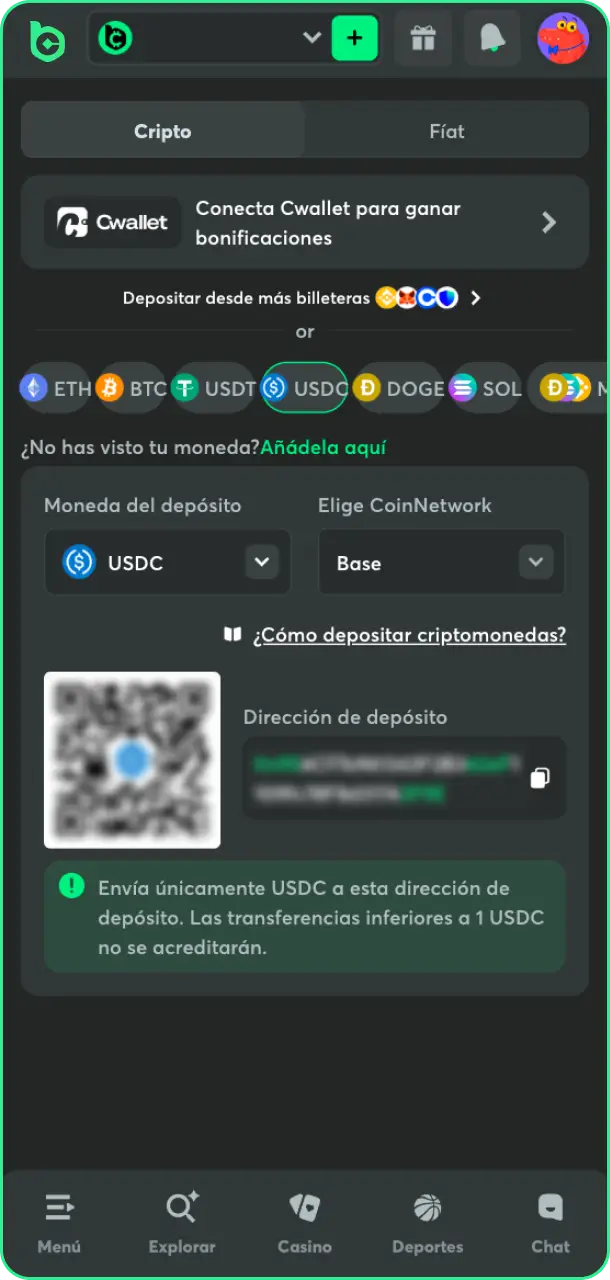 Realiza un depósito seguro para preparar tu primera apuesta en BC Game España.