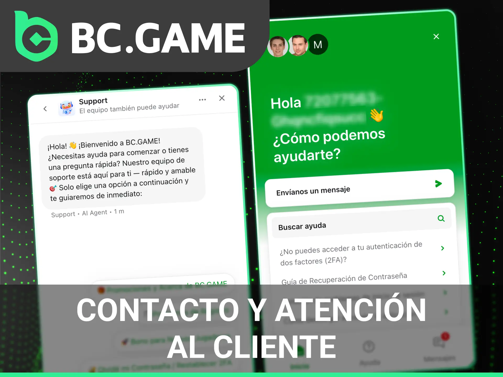 Contacta con nuestro equipo de atención al cliente para resolver dudas sobre BC Game.
