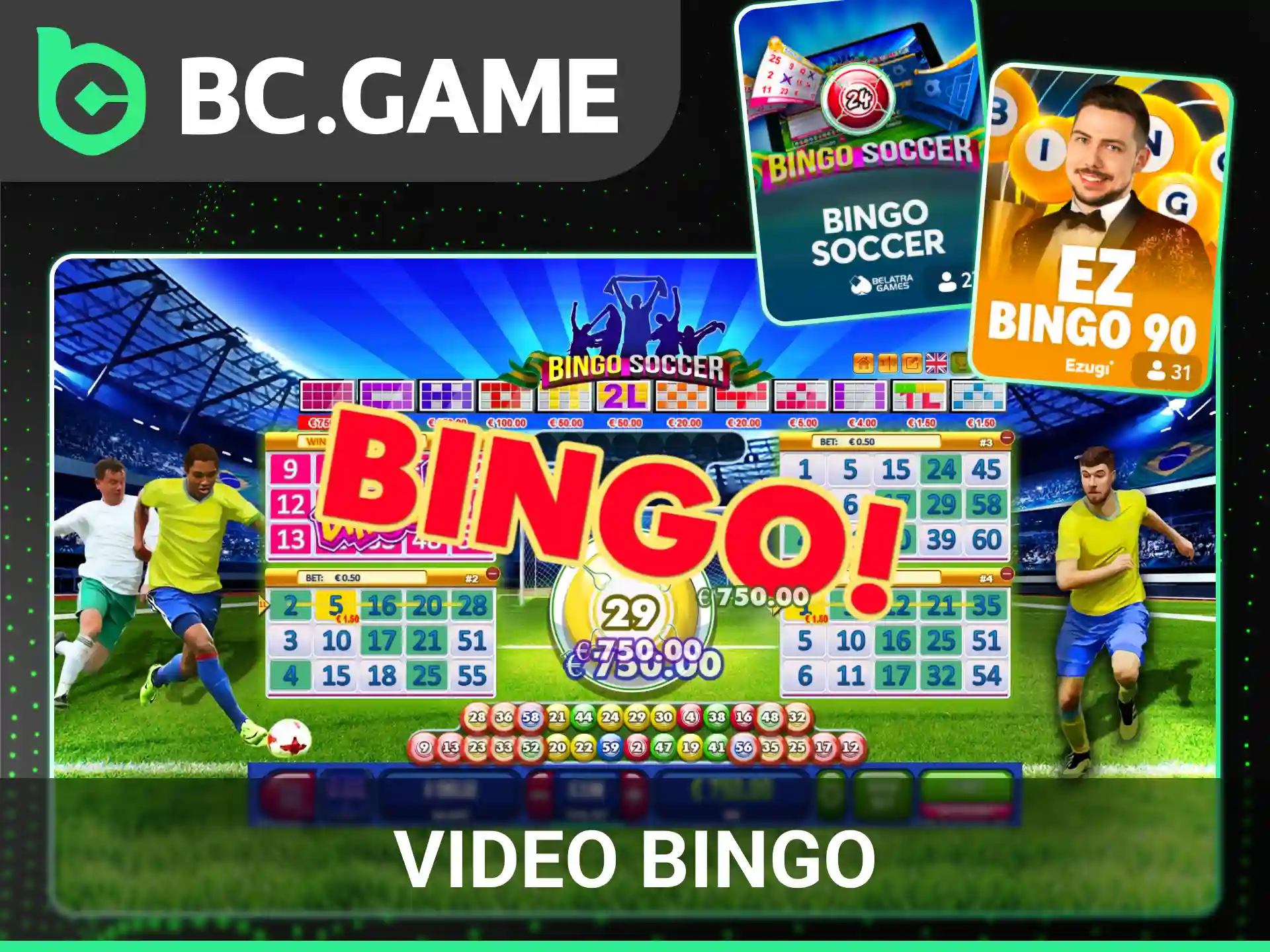 Disfruta de las salas de video bingo en la sección de casino de BC Game.