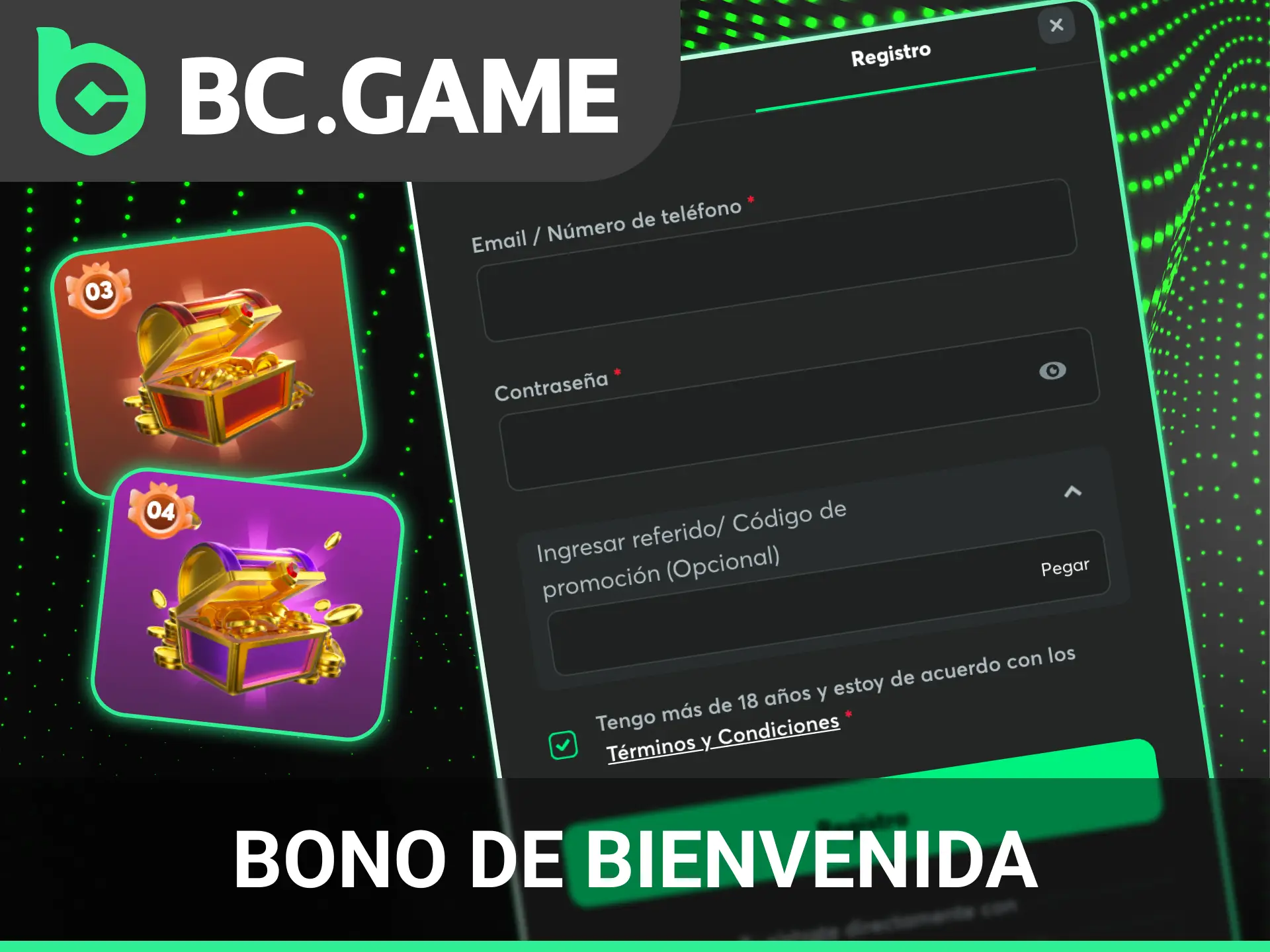 Reclama un excelente bono de bienvenida tras el registro exitoso dentro de BC Game.