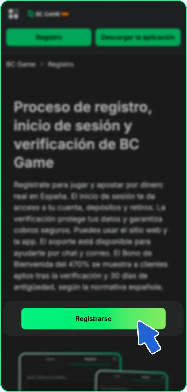 Haz clic en el botón de abajo para ir al acceso al iniciar sesión en tu cuenta de BC Game.
