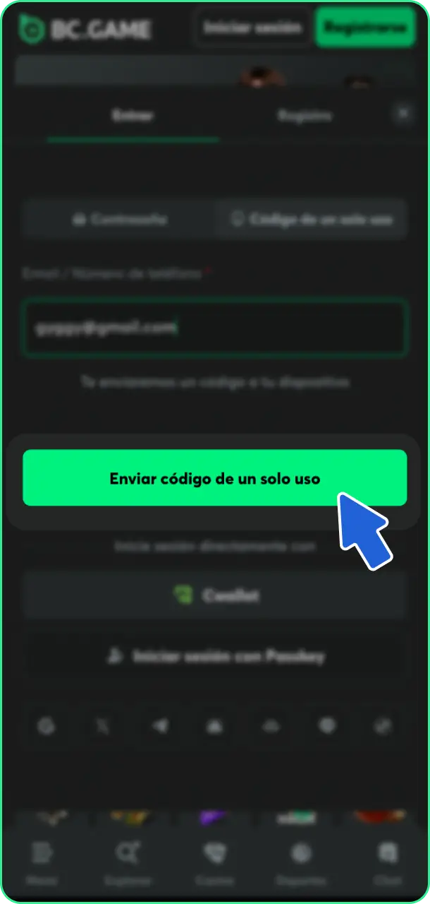 Accede a tu panel de usuario tras iniciar sesión en tu cuenta de BC Game.