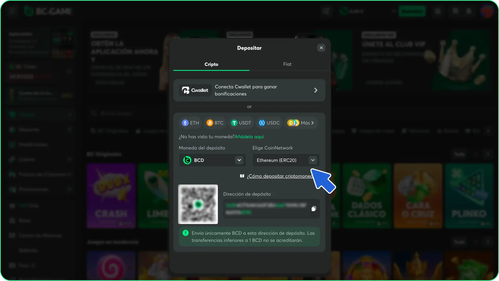 Realiza un depósito de fondos seguro para tus apuestas de tenis en BC Game.
